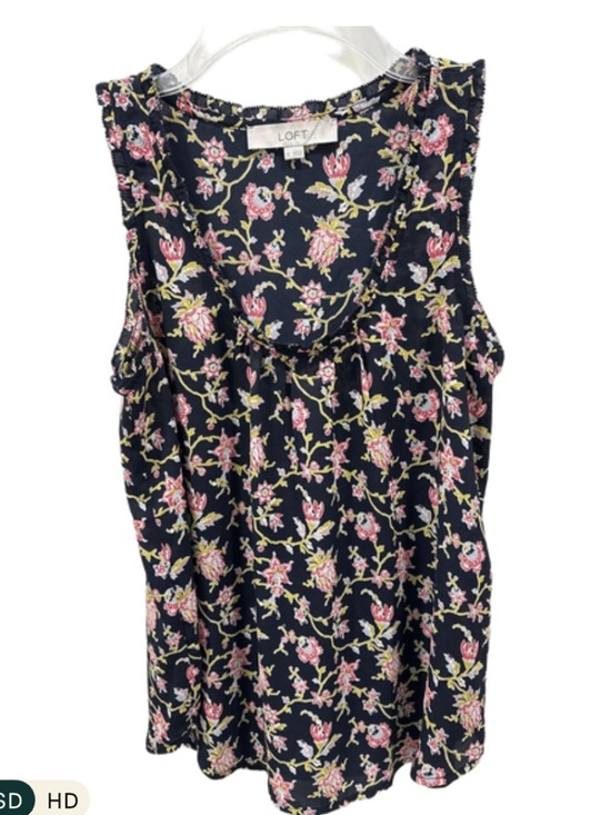 LOFT Tops - LOFT Floral Sleeveless Blouse/Tank — Black, Extra Small